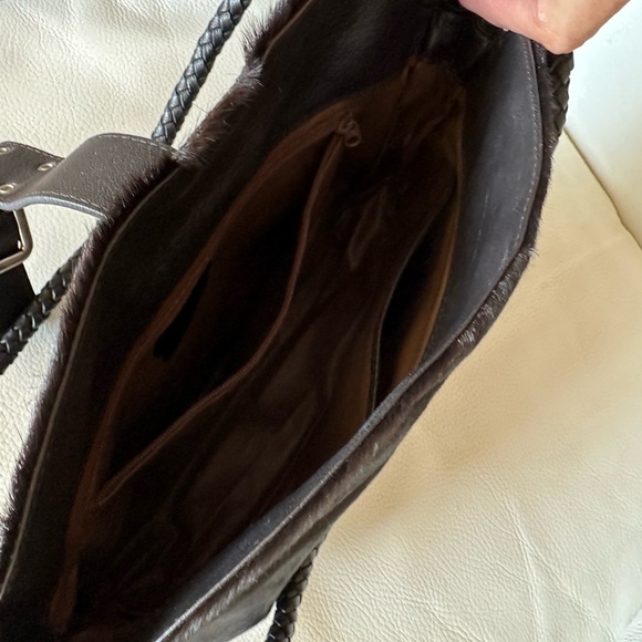 JULIANA Colezione Dark Brown Bag Combination of Calf fur and  genuine Leather. - Picture 12 of 12